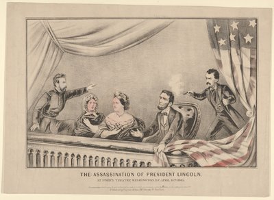 Atentát na prezidenta Lincolna ve Fords Theatre, Washington D.C., 14. dubna 1865, 1865. od Currier and Ives