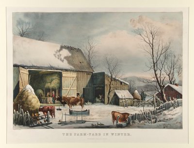 Hospodářský dvůr v zimě od Currier and Ives