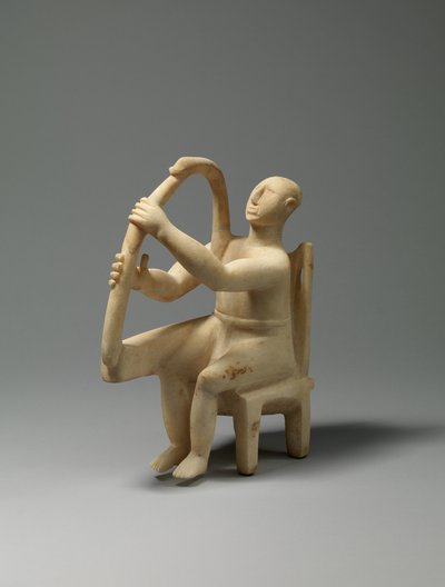 Hráč na harfu na mramoru, 2800-2700 př. (mramor) od Cycladic Cycladic