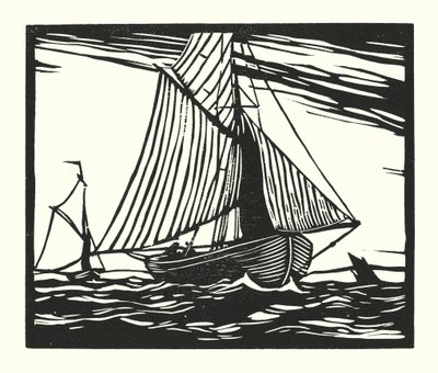 Rybářské lodě a bárky: (dřevoryt): Rybářská bárka, počátek 19. století od Cyril A. Wilkinson