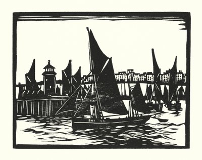 Rybářské lodě a bárky: Ramsgate Trawlers (dřevoryt) od Cyril A. Wilkinson