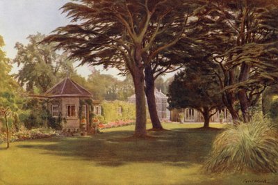 "Cedr rozprostřel své tmavě zelené vrstvy stínu," Osborne Cottage (barva lito) od Cyril Ward