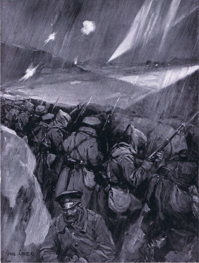 Bulhaři obléhající Adrianopol 1912-1913, ilustrace z Hutchinsonovy Historie národů VOL 4 kolem 20. let 20. století od Cyrus Cuneo
