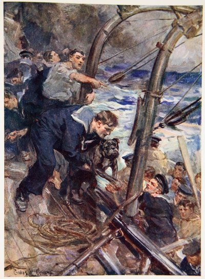 Jak byla buldok Norah zachráněn z potápějící se bitevní lodi (barva litho) od Cyrus Cuneo