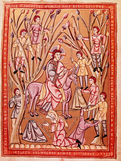 Ježíšův triumfální vjezd do Jeruzaléma (miniatura, cca 1085) od Czech School