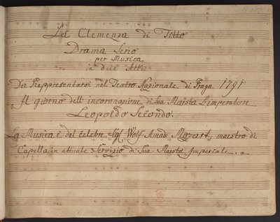 Titulní strana partitury La Clemenza di Tito od Czech School