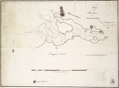 Plán přístavu u Singapuru od kapitána D.l. Rosse, FRS Marine Surveyor General od D. I. Ross