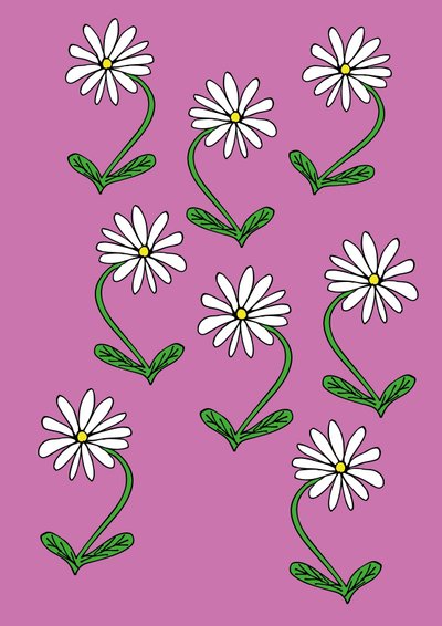 Sedmikrásky opakují růžové pozadí (digitální) od Daisy de Villeneuve