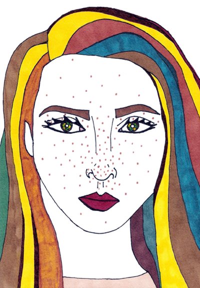 Autoportrét (smíšená média) od Daisy de Villeneuve