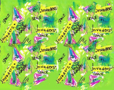 Space Invaders (akvarel, páska, pero, photoshop) od Daisy de Villeneuve