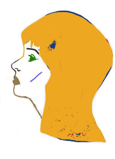 Žlutá hlava,2017 (fix na papíře) od Daisy de Villeneuve