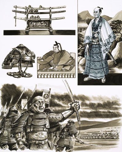 Samurajovo řemeslo je loupení a násilí (kvaš na papíře) od Dan Escott