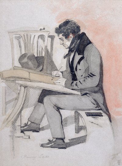 Henry Sass, c.1830 (black chalk, watercolor and pen & ink on paper)   1416473   cs       czech Successfully Translated  Original: Noda Jewel River in Mutsu Province (Mutsu Noda), from the series "Six Jewel Rivers (Mu Tamagawa no uchi)" Translat: Noda Jewel od Daniel Maclise