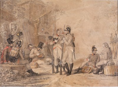 Vojáci odpočívají (barva těla na papíře) od Daniel Maclise