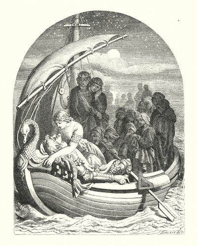 Artušova smrt (rytina) od Daniel (after) Maclise