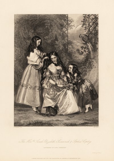 Sarah Elizabeth, Susannah a Sophia Copley, dcery Johna Copleyho od Daniel (after) Maclise
