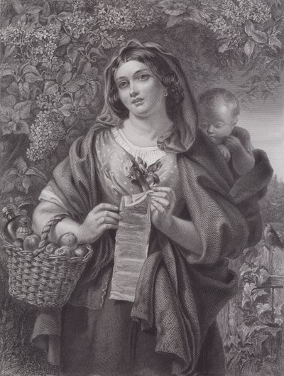 The Ballad Singer (rytina) od Daniel (after) Maclise