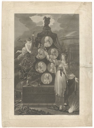 Alegorie op de Vrede van Amiens, 1802 Všeobecný mír díky rovnováze statečnosti březen 1802 (název na předmětu) od Daniel Berger