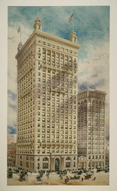 Land Title and Trust Building with Addition, Philadelphia, Pennsylvania, Perspective Rendering, 1900 od Daniel Burnham