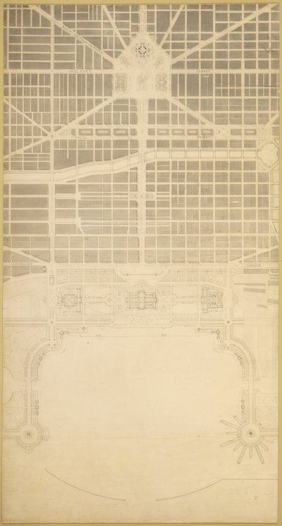 Deska 129 z Plánu Chicaga, 1909: Chicago. Obchodní centrum města v... od Daniel Burnham