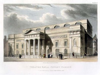 Theatre Royal, Covent Garden, v Londýně, navržený Robertem Smirkem v roce 1809 od Daniel Havell