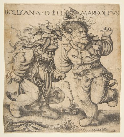Bolinka a Marcolfus, konec 15.-začátek 16. století. od Daniel Hopfer