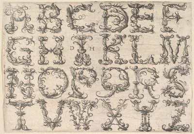 Ornamented Roman Majuscule Alphabet, ca. 1520. od Daniel Hopfer