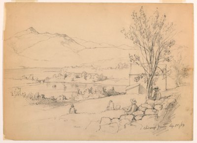 Kresba, Umělci skicují u rybníka Chocorua, New Hampshire, 28. září 1854 od Daniel Huntington