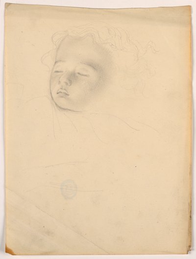 Kresba, Spící dítě, 1840-45 od Daniel Huntington