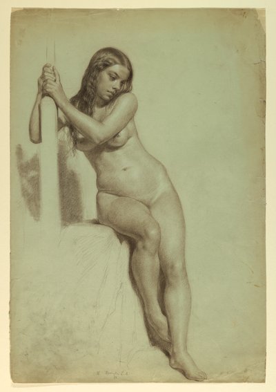 Kresba, Ženský akt sedící na stoličce, 1858 od Daniel Huntington