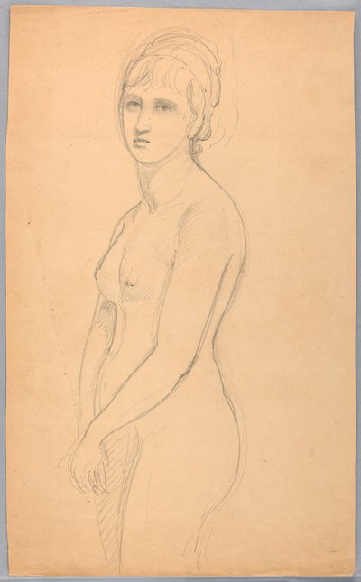 Kresba, Stojící ženský akt, 1860-70 od Daniel Huntington