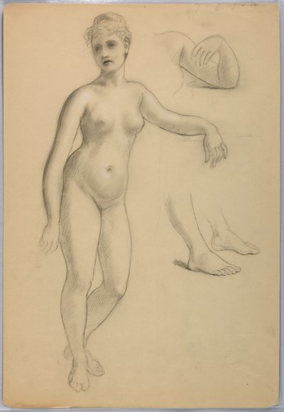 Kresba, Stojící ženský akt, září, 1860-70 od Daniel Huntington