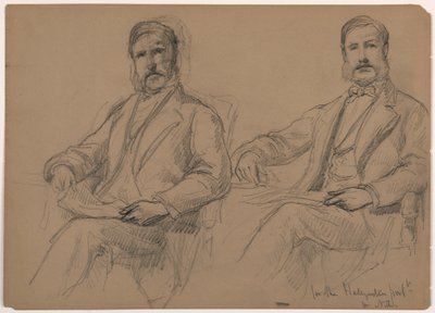 Kresba, Julius Hallgarten vsedě, dvě studie; verso: pan Hunt ve stoje, 1884 od Daniel Huntington
