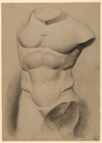 Kresba, mužské torzo ze sádry, 1840 od Daniel Huntington