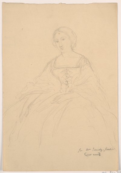 Kresba, paní Sheppard Gandyová sedí; Verso: liniový náčrt, 1859 od Daniel Huntington