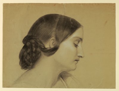 Kresba, Profil ženy s pleteným uzlem, asi 1845 od Daniel Huntington