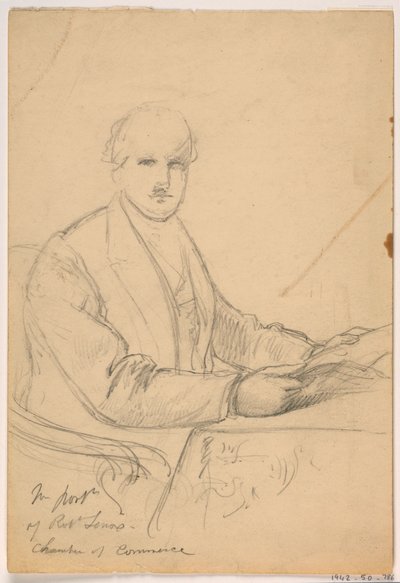 Kresba, Robert Lenox sedící u stolu pro portrét Obchodní komory, 1865 od Daniel Huntington