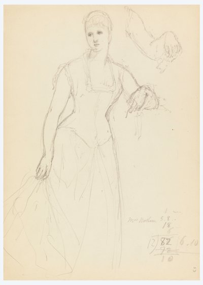 Kresba, Skica k portrétu Belly Worshamové, 1878 od Daniel Huntington
