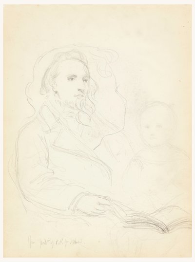 Kresba, náčrtky k "Lekci milosrdenství" a portrét Petera Richardse mladšího, 1849 od Daniel Huntington