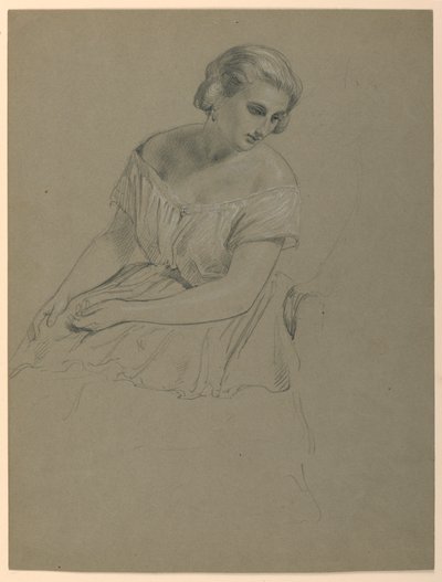 Kresba, studie k "Přijetí Marthy Washingtonové", 1860 od Daniel Huntington