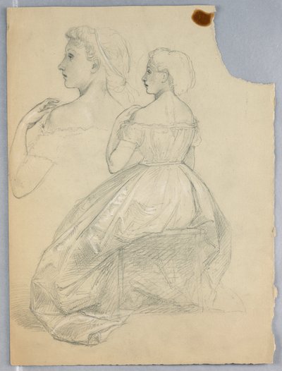 Kresba, Studie k filmu "Tizián ukazuje", 1872 od Daniel Huntington