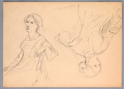 Kresba, Sedící žena, dvě studie, 1870 od Daniel Huntington