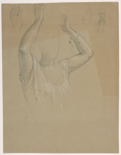 Kresba, Žena se zdviženýma rukama A, 1844-45 od Daniel Huntington