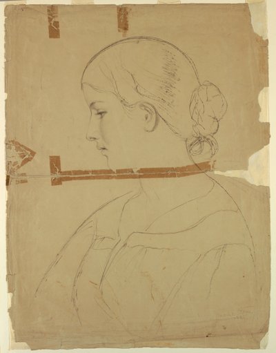 Kresba, Žena z profilu, model v Římě, 1840 od Daniel Huntington