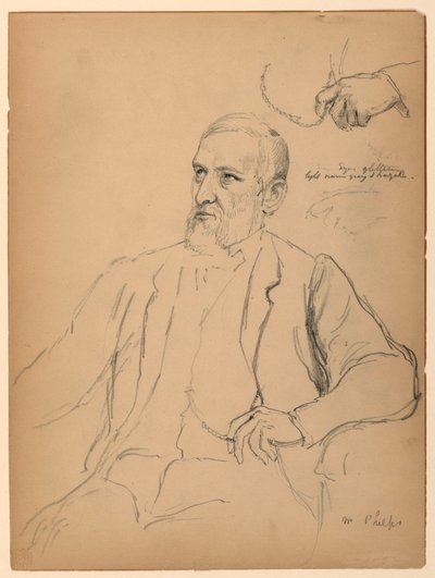 John Jay Phelps v sedě, oddělená studie rukou a řetězů od Daniel Huntington