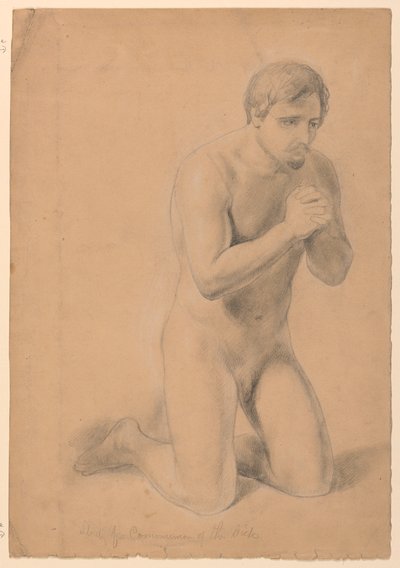 Nahá mužská postava, Studie pro "Přijímání nemocných" od Daniel Huntington