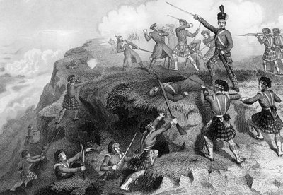 Highlanders útočící na ruskou pevnost, bitva u Almy, 1854, 1857 od Daniel John Pound