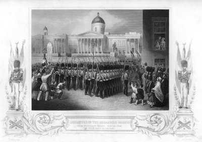 Odjezd granátnických gard, Trafalgar Square, Londýn, 1854-1857. od Daniel John Pound