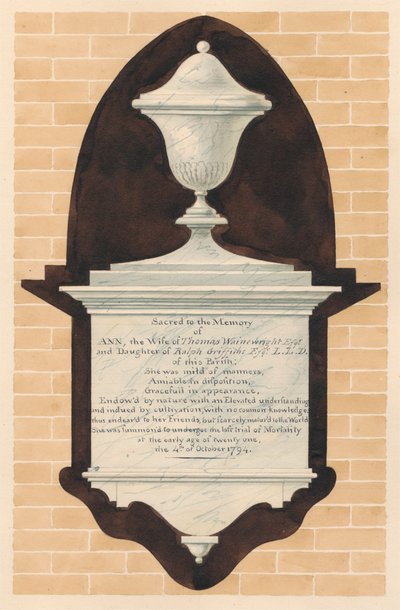 Památník Ann Wainewrightové z Chiswick Church od Daniel Lysons