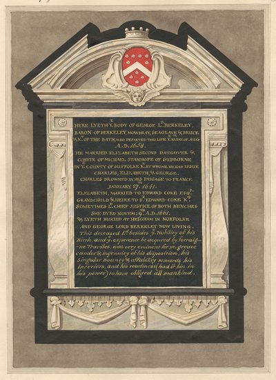 Památník George Lorda Berkeleyho z Cranford Church od Daniel Lysons